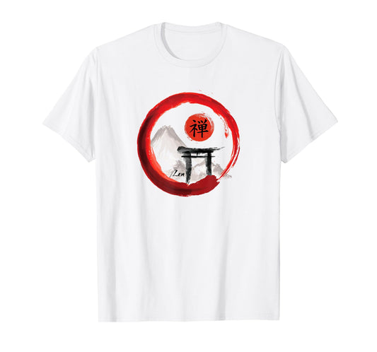 Mt. Fuji Sando Enso Circle Japanese Zen Lettering Yoga T-Shirt
