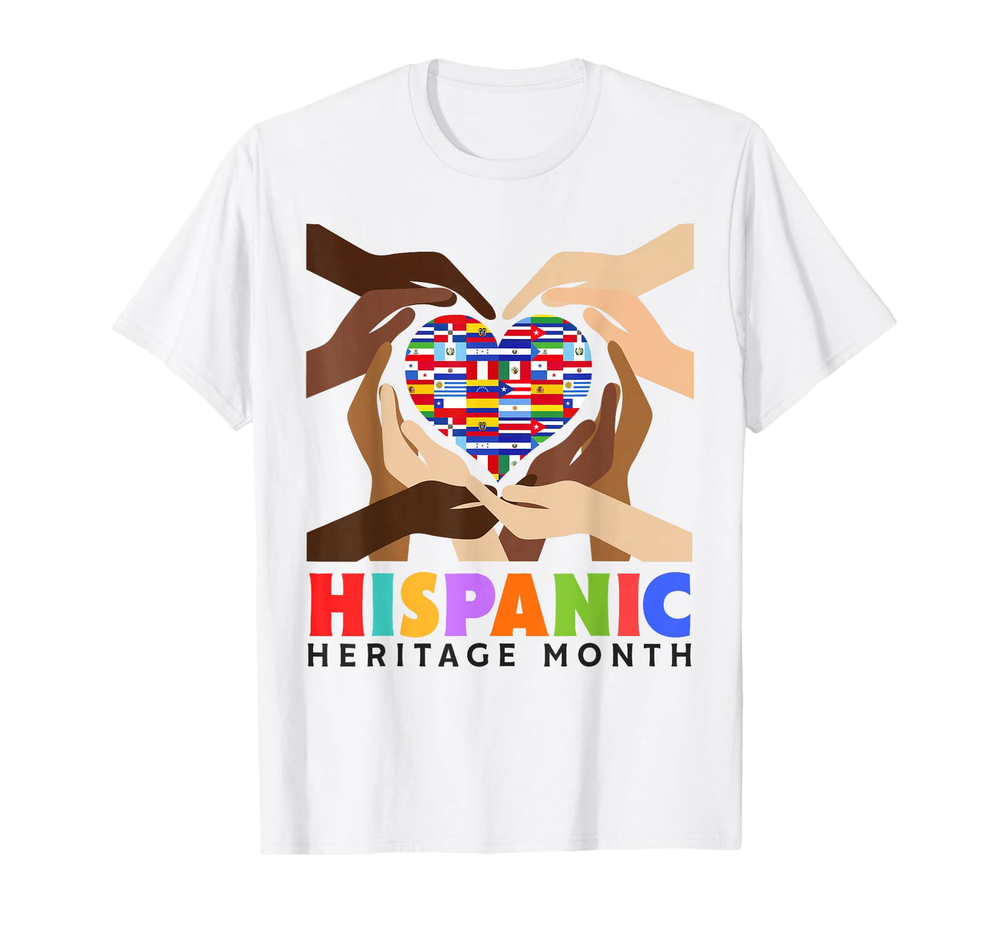 Hispanic Heritage Month All Countries Heart Hands T-Shirt