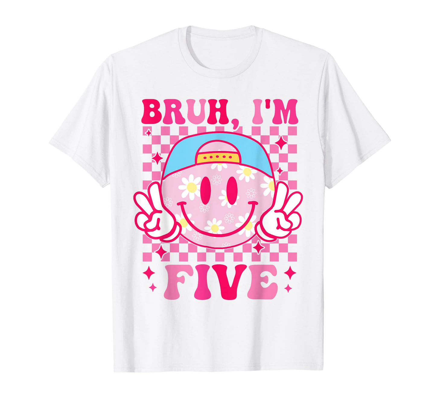 Bruh I'm Five 5 5th Birthday Groovy Girls 5 Years Old T-Shirt
