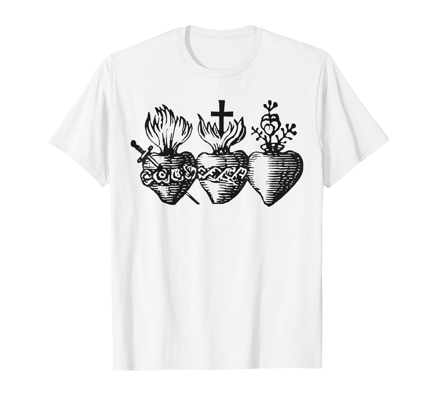 Three Hearts of The Holy Sacred Heart of Jesus Mary Joseph T-Shirt