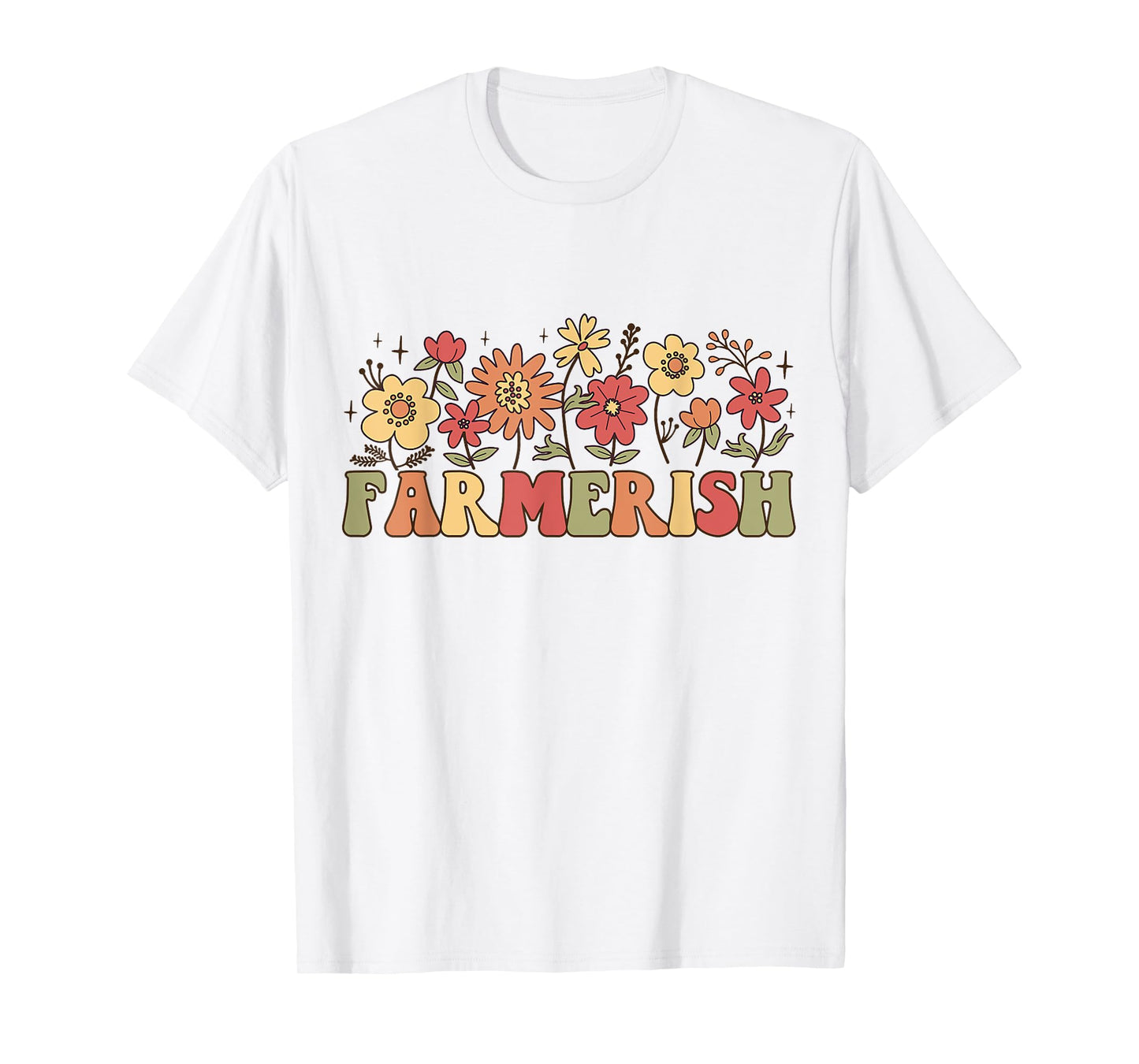 Farmerish Groovy Retro Floral Farmer Wife Daughter T-Shirt