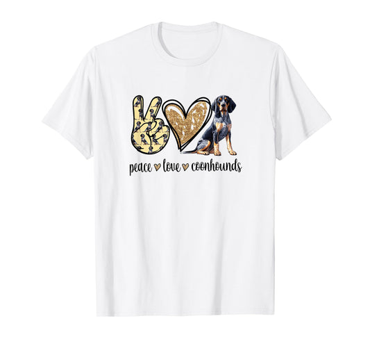 Cute Funny Peace Love Bluetick Coonhound Lover T-Shirt