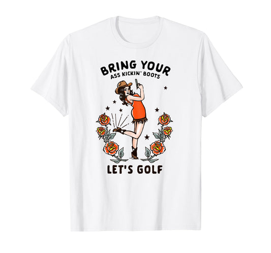 Women's Golf Graphic Tee Retro Cowgirl Pinup Golfing Gifts T-Shirt