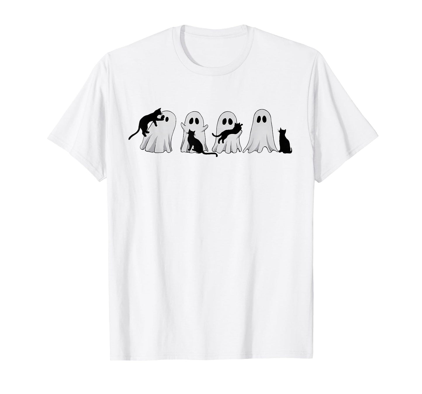 Cute Ghost Cat Halloween Outfit Costumes Cat Lover Spooky T-Shirt