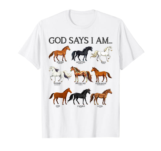 Horses God Says I Am Christian Girl Teen Bible Verse Jesus T-Shirt