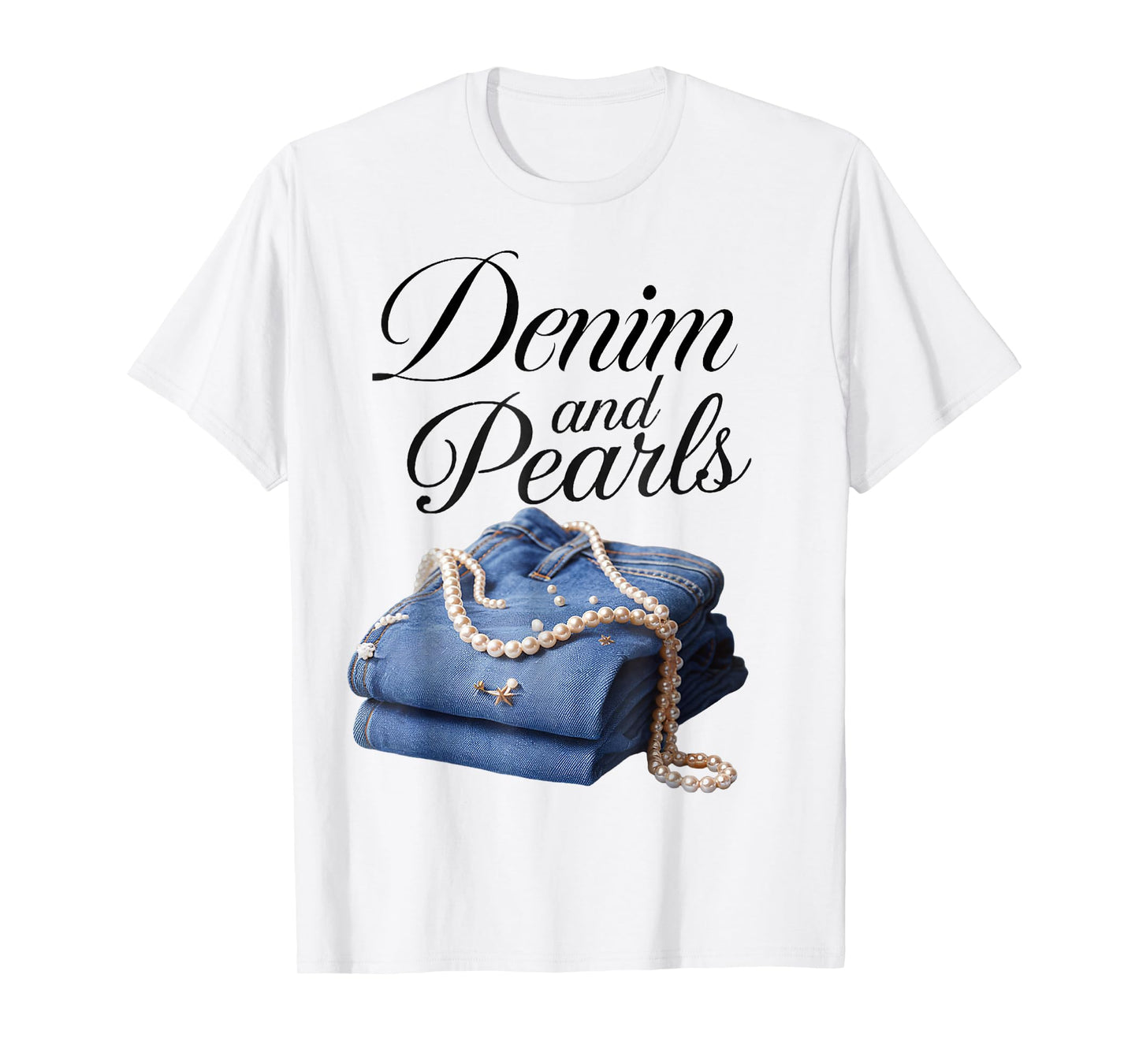 Denim and Pearls for Ladies 2025 Denim With Pearls Jeans T-Shirt
