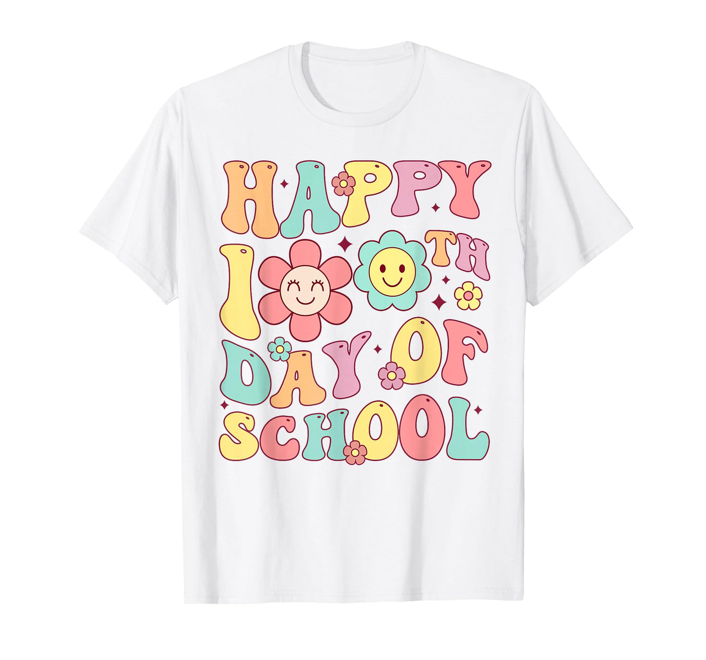 Groovy Happy 100th Day of Shool 100 Days Teachers Girls Kids T-Shirt