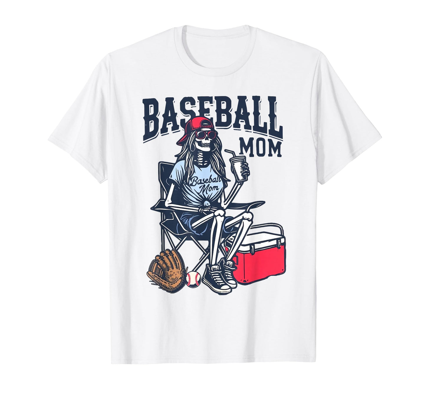 Baseball Mom Skeleton Halloween Baseball Game Day Mother Day T-Shirt