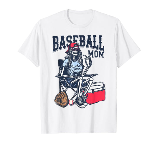 Baseball Mom Skeleton Halloween Baseball Game Day Mother Day T-Shirt
