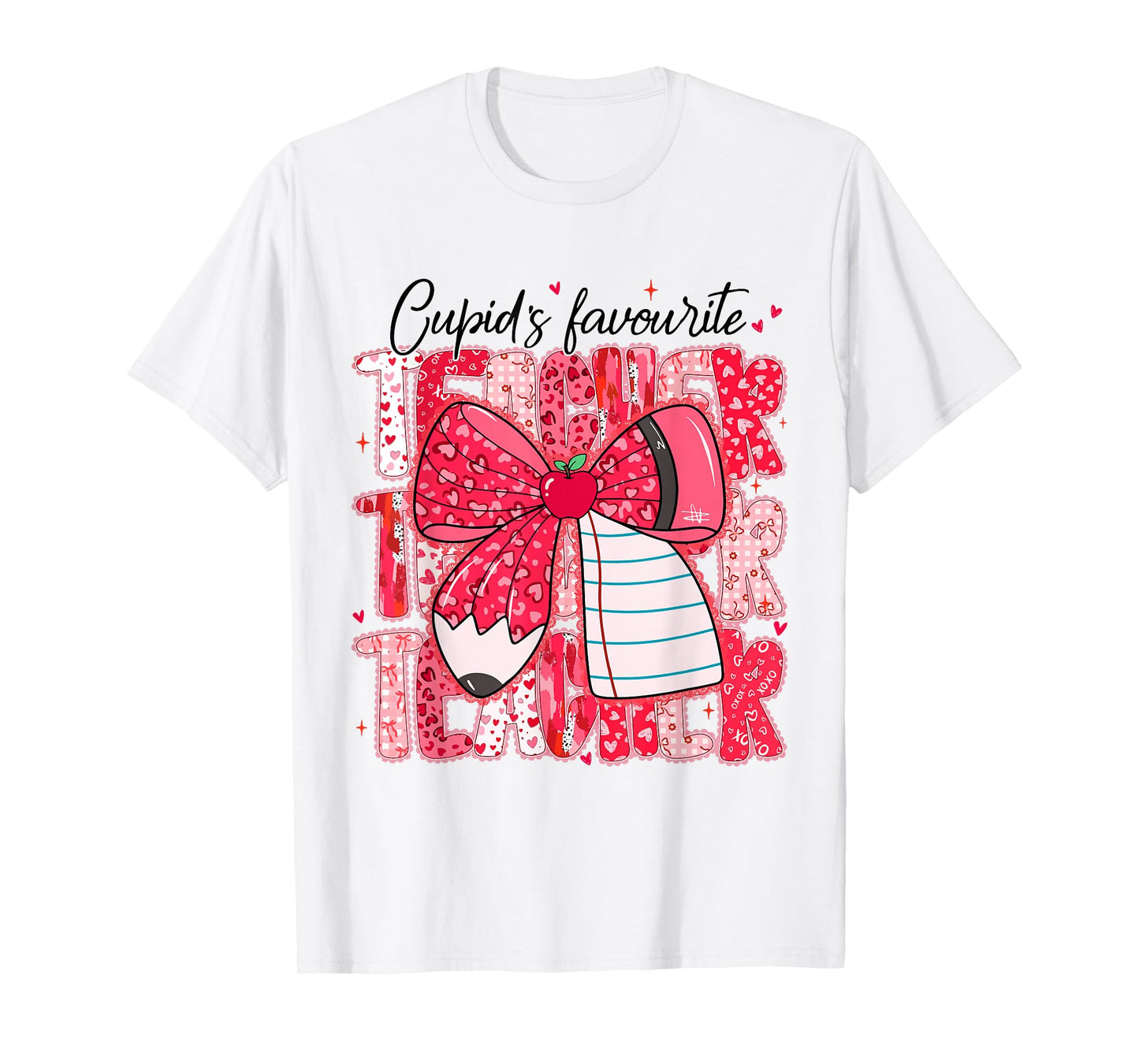 Coquette Bow Pencil Cupid's Favorite Teacher Valentines Cute T-Shirt