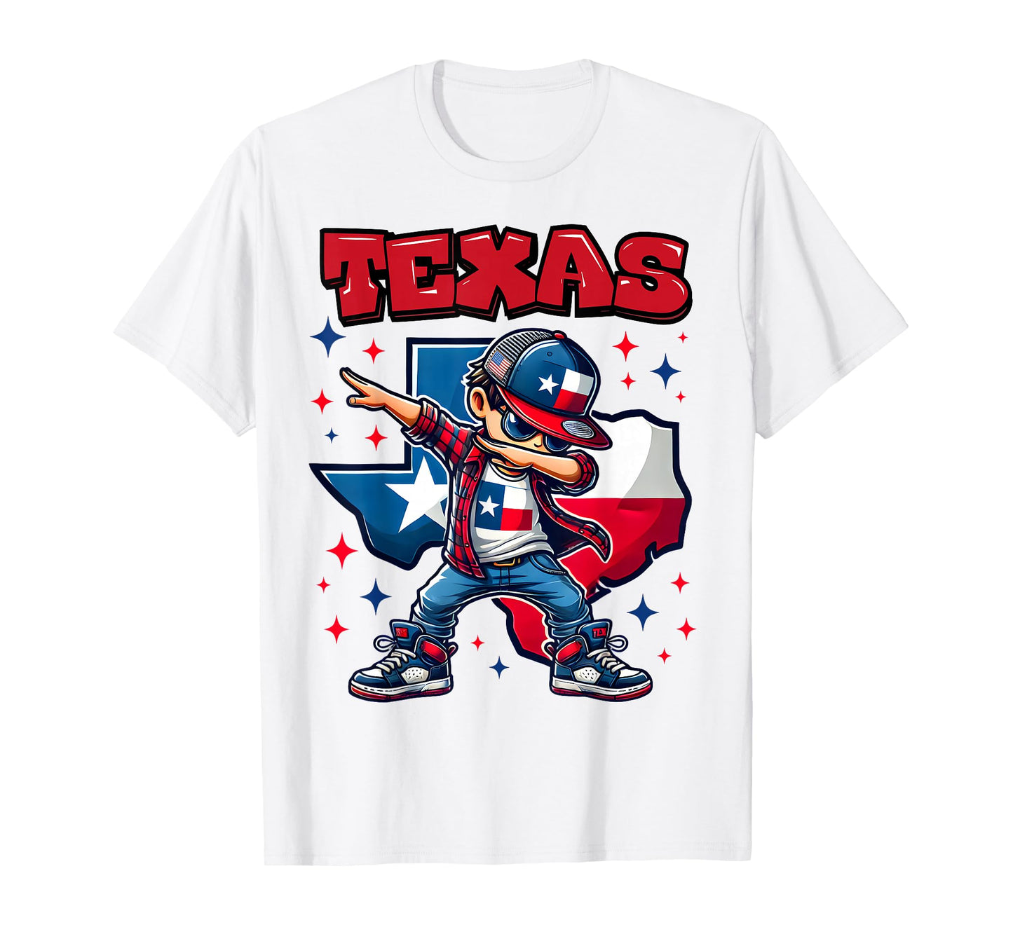 Texas King Dabbing Cool Texas State Flag for Kids T-Shirt