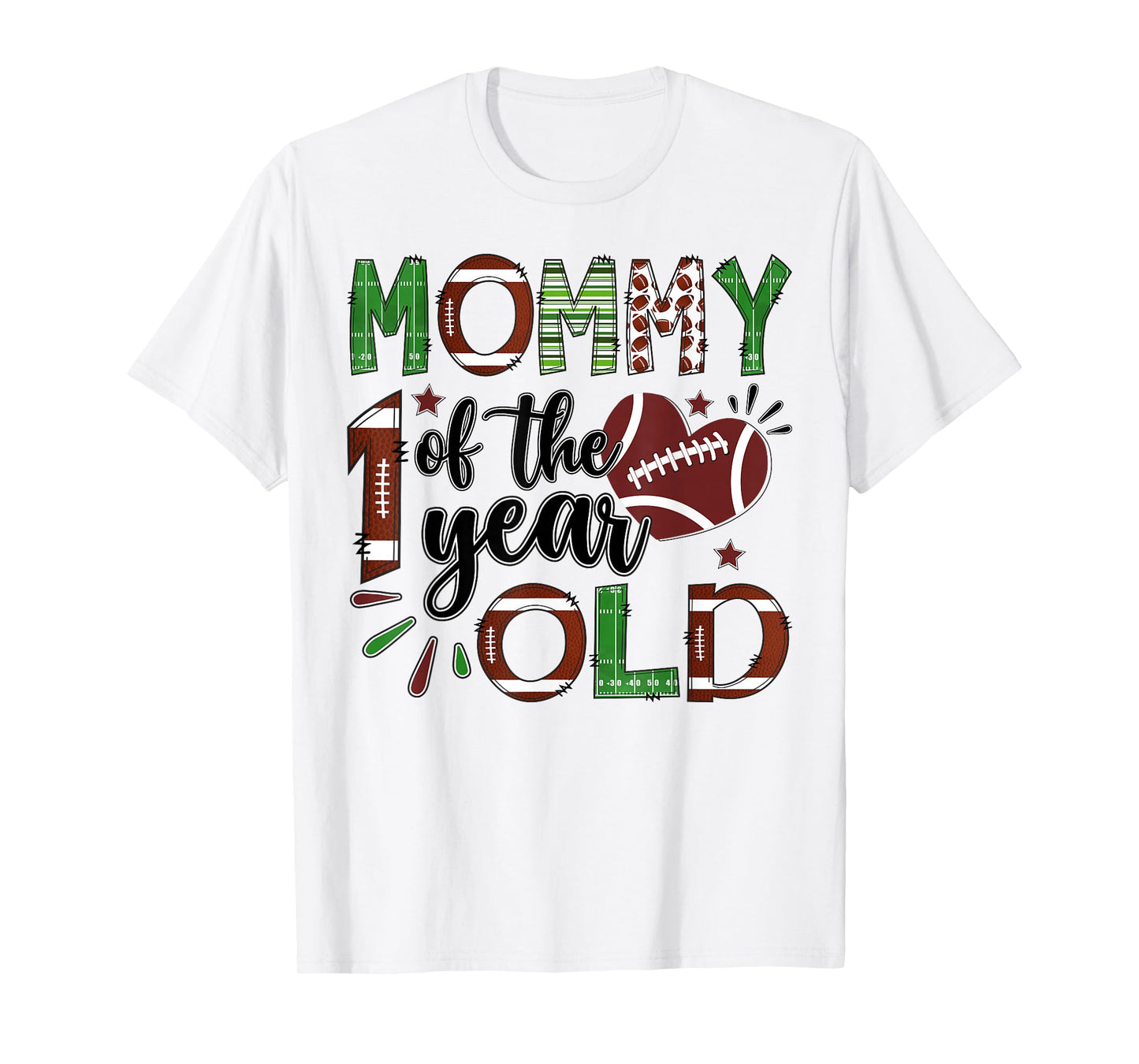Mommy of The 1 Year Old Football 1st Birthday Boy Matching T-Shirt