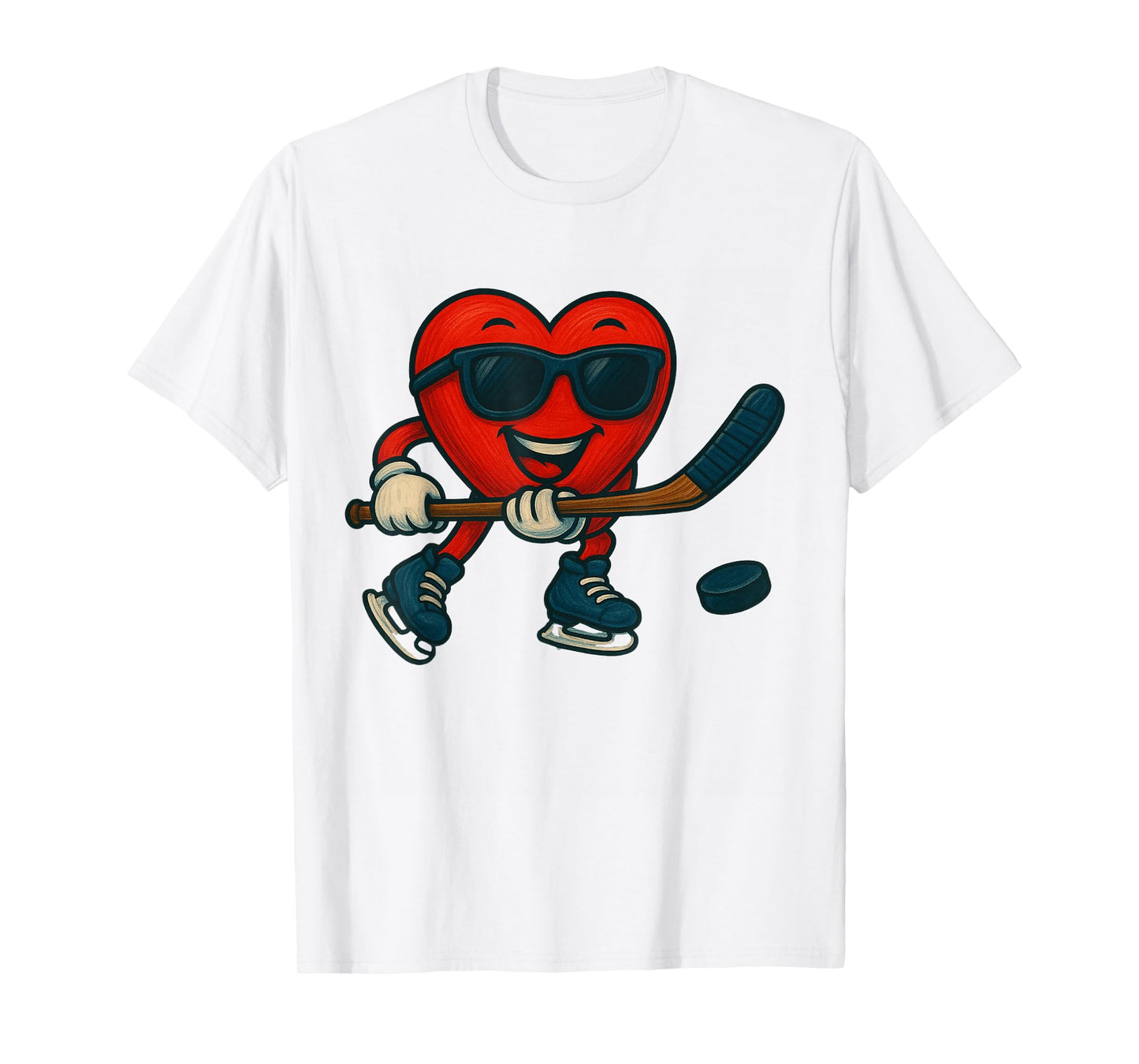 Valentines Day Ice Hockey Funny Red Heart Love Boys Kids T-Shirt