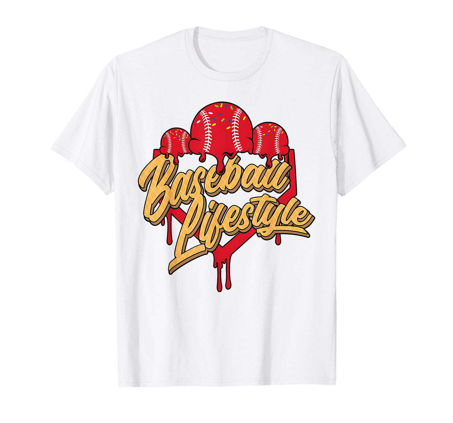 Baseball Lifestyle Home Plate Ice Cream Drip Men Boys Youth T-Shirt
