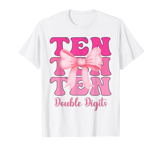 10 Double Digits 10th Birthday Girl Coquette 10 Year Old T-Shirt