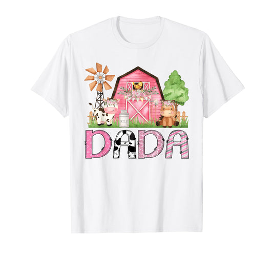 Dada Pink Farm Animal Birthday Kids Matching Family T-Shirt
