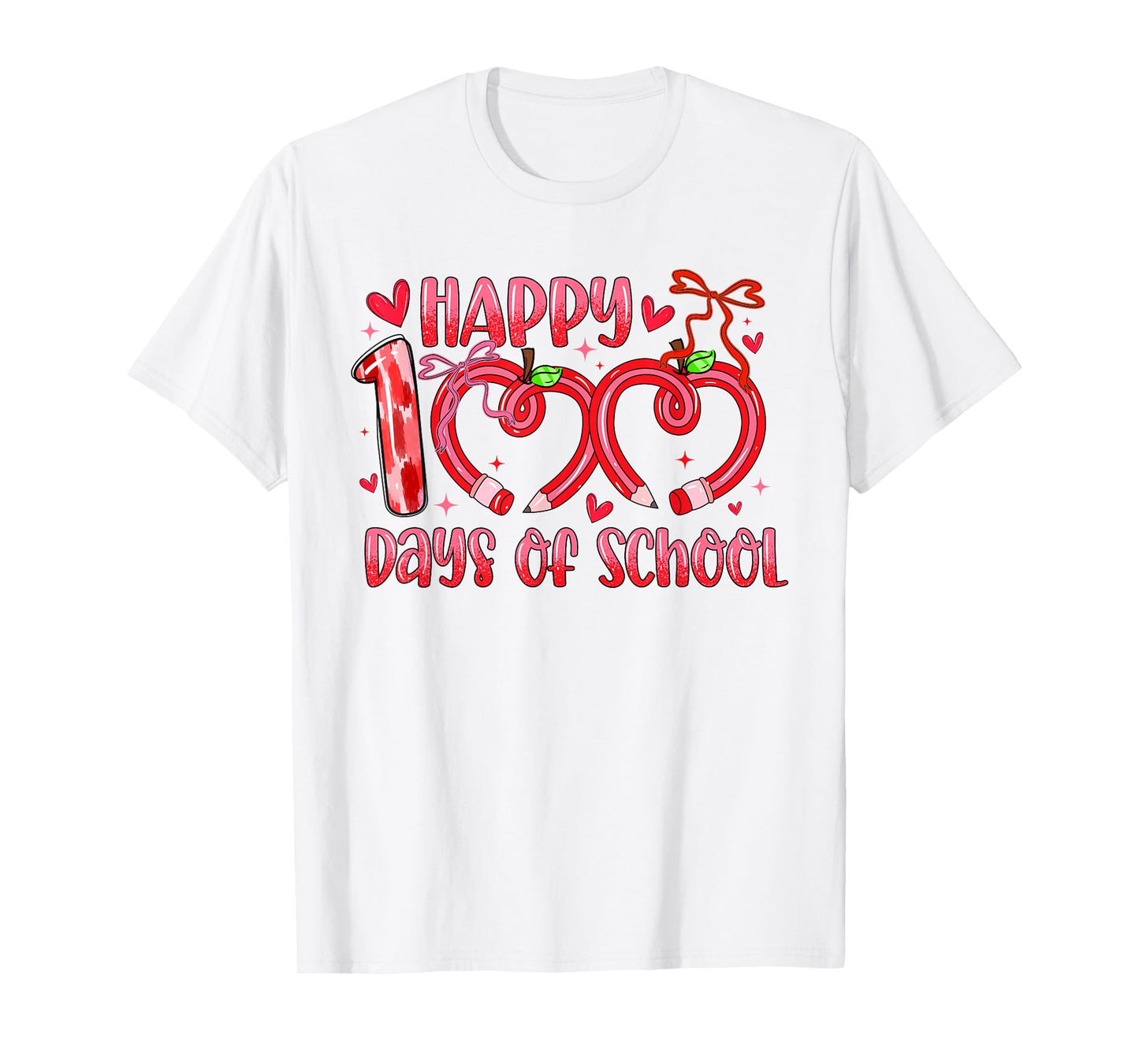 Happy 100 Days of School Bow 100th Day of School Coquette T-Shirt