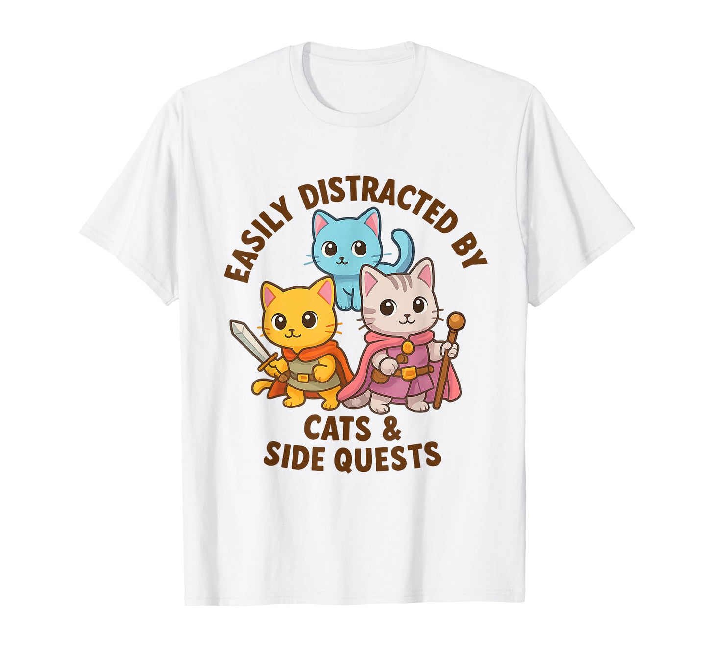 Funny Roleplay Gaming Distracted by Cats and Sidequests RBG T-Shirt