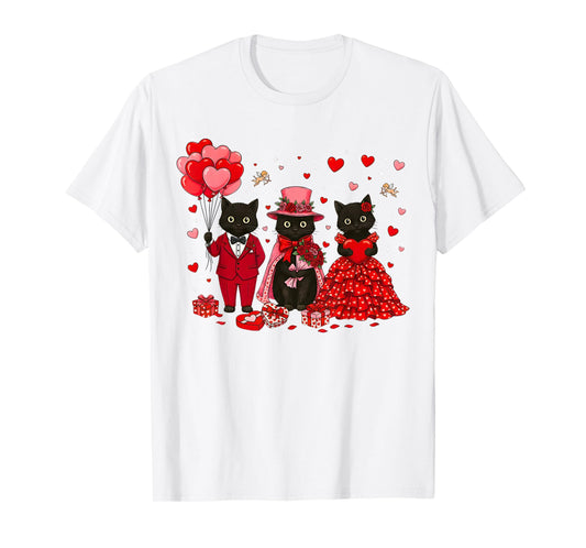 Retro Black Cat Meowentine's Day Heart Valentines Day Women T-Shirt