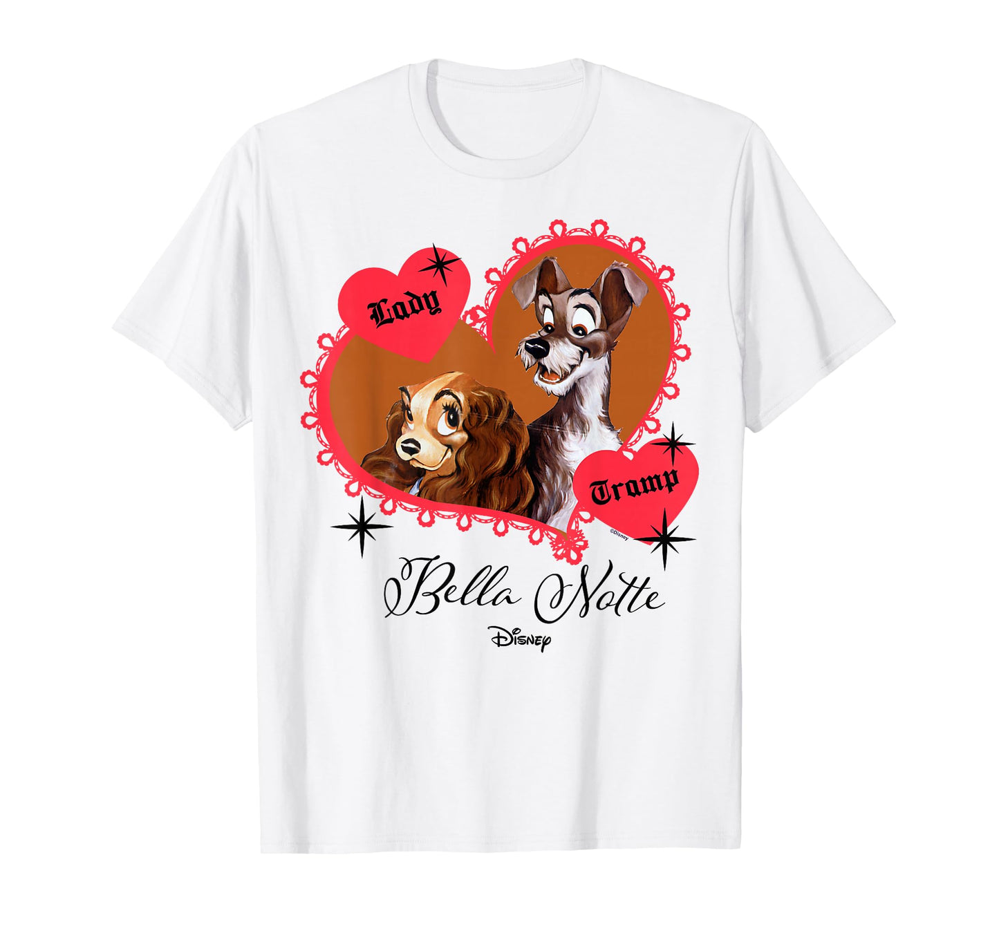 Disney Lady and The Tramp Heart Frame T-Shirt