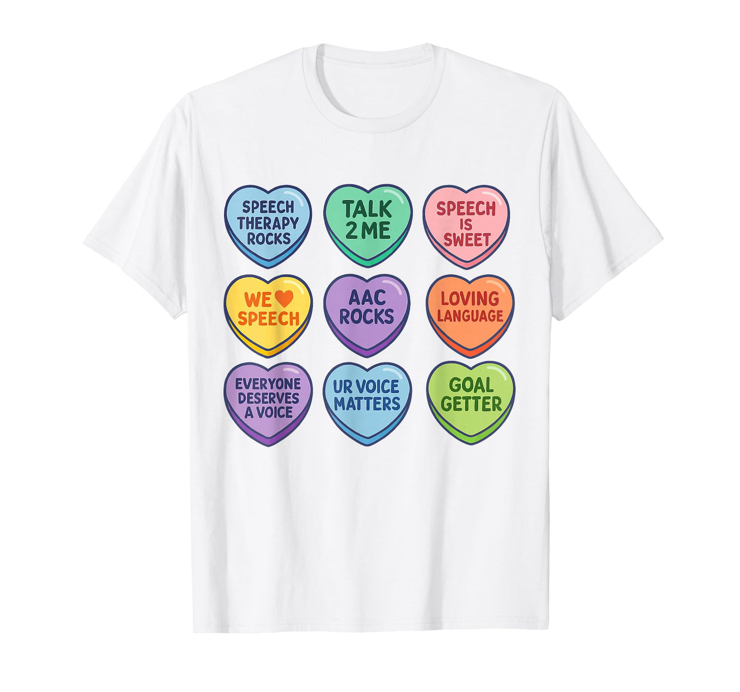 Speech Therapy Language Pathologist Autism Hearts Valentines T-Shirt