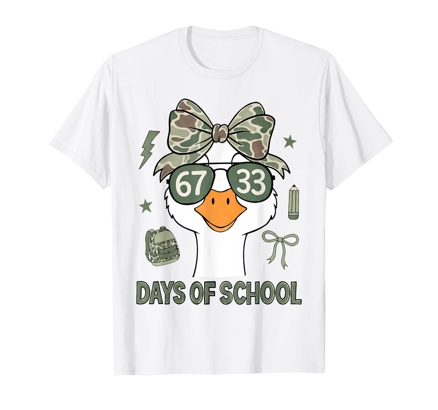 Goose 67+33 Days of School 100 Days Goose Camo Girls T-Shirt