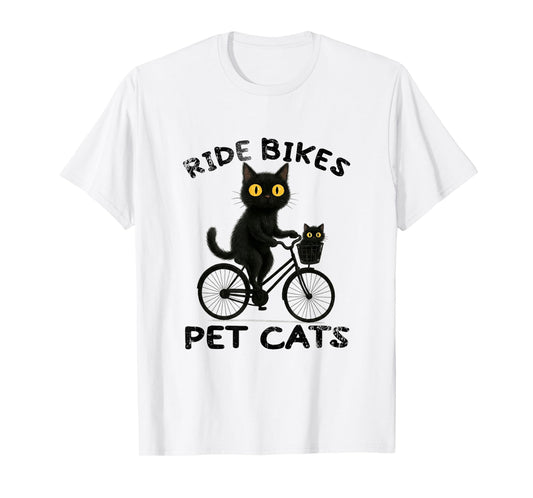 Ride Bikes Pet Cats Bicycle Cycling Biking Cat Lover T-Shirt
