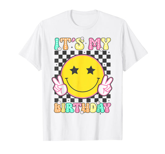 Groovy It's My Birthday Girls Women Teens Kid Bday Flower T-Shirt