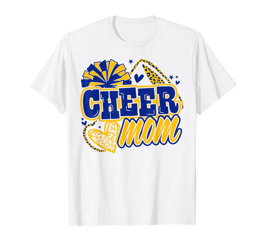 Cheer Mom Blue Gold Cheerleader Game Day Mama Football T-Shirt