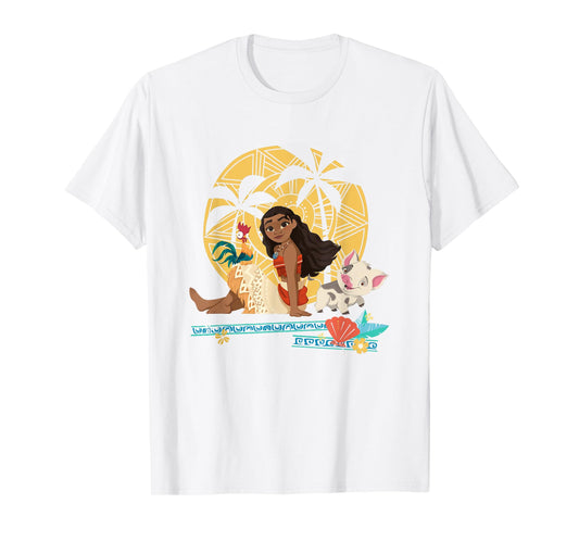 Disney Moana Hei Hei Moana Pua Enjoying Sunset Chest Poster T-Shirt