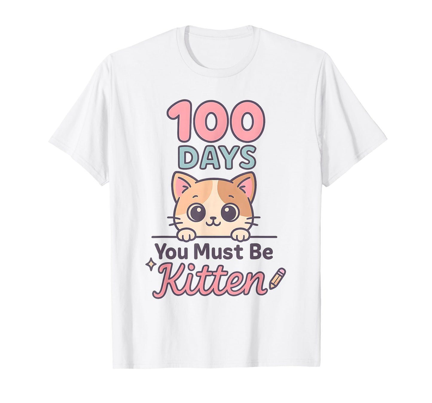 100 Days of School Kindergarten Teacher Preschool Cat T-Shirt