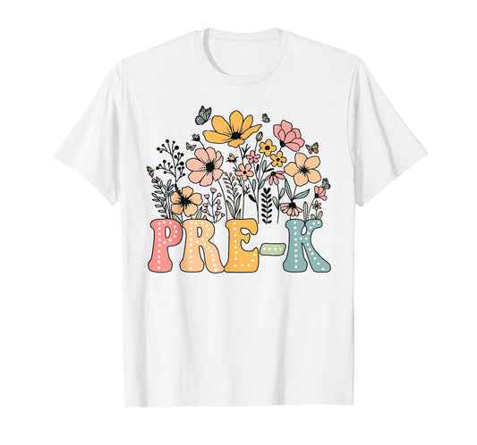 Wildflower Pre-K Preschool Team Floral Teacher Girls T-Shirt