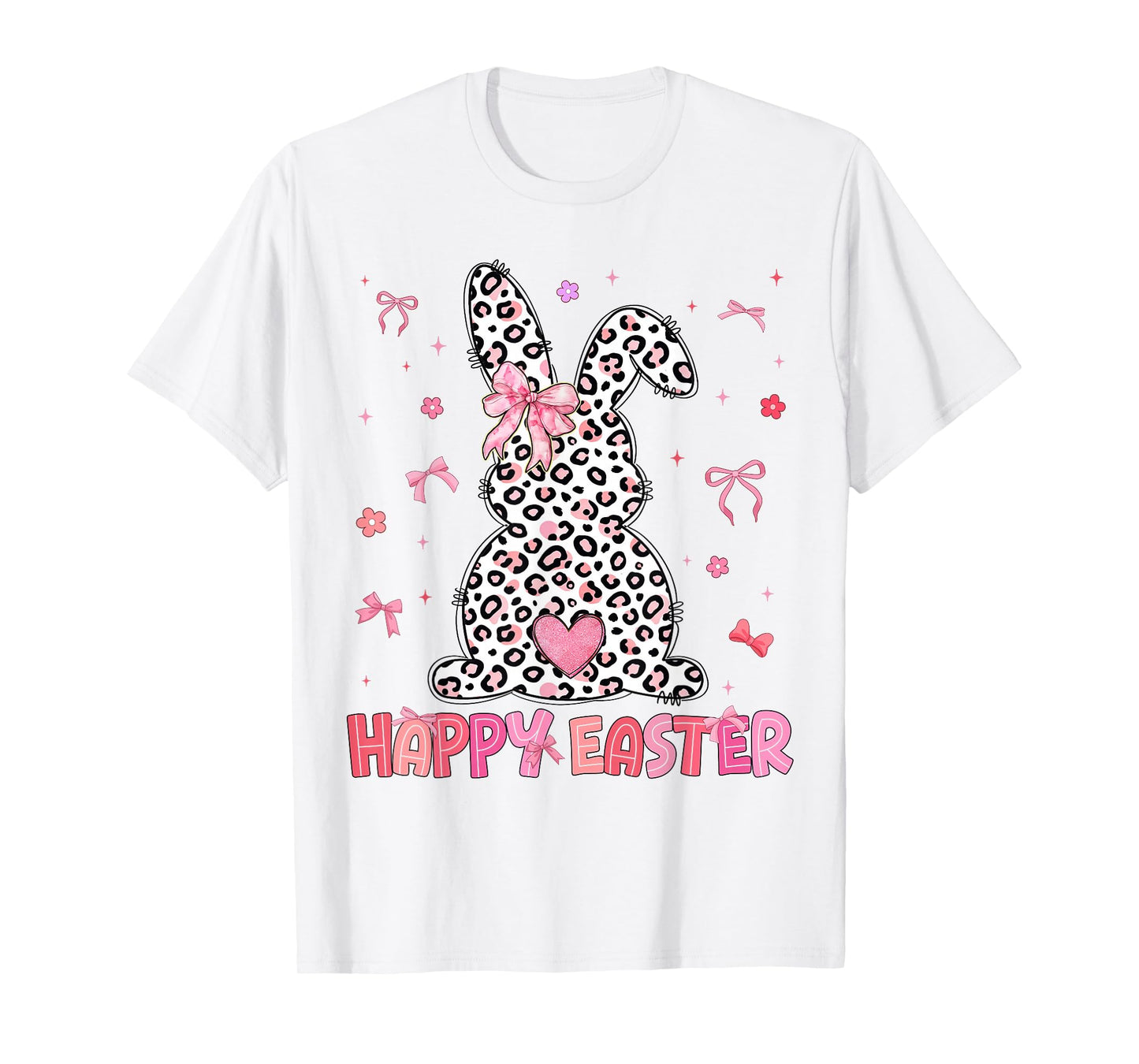 Happy Easter Coquette Leopard Bunny Women Girl Kid T-Shirt