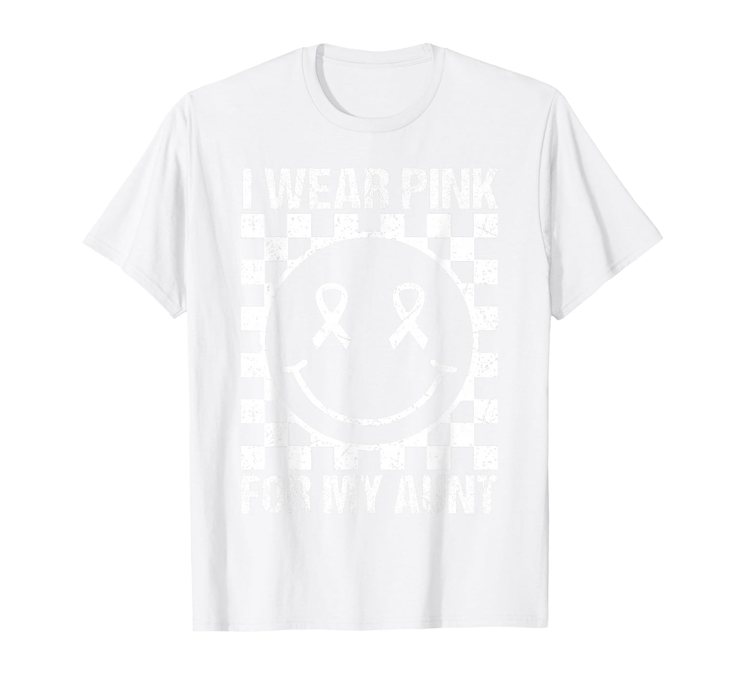 I Wear Pink for My Aunt Smile Face Breast Cancer Women Kids T-Shirt