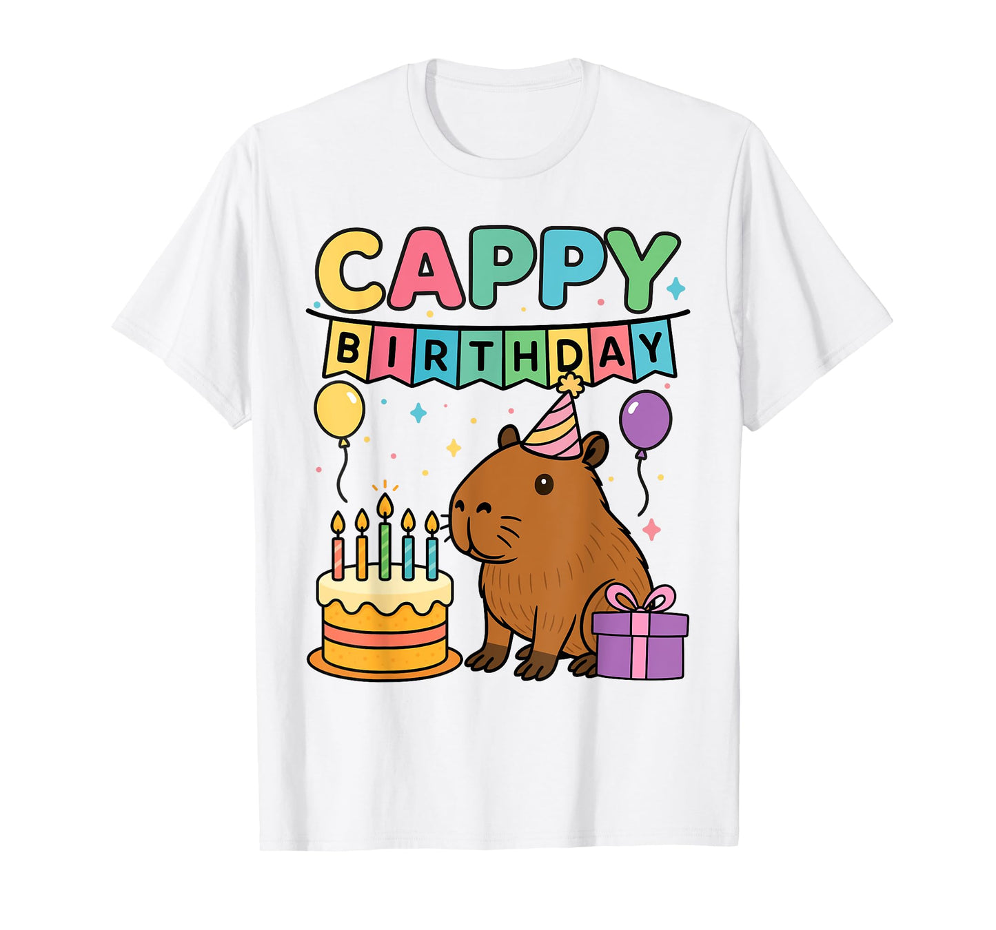 Cute Capybara Lovers Cappy Birthday tee Happy Birthday Party T-Shirt