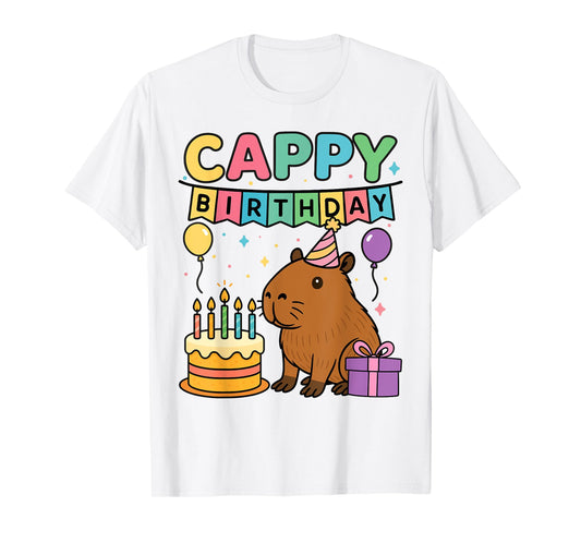 Cute Capybara Lovers Cappy Birthday tee Happy Birthday Party T-Shirt