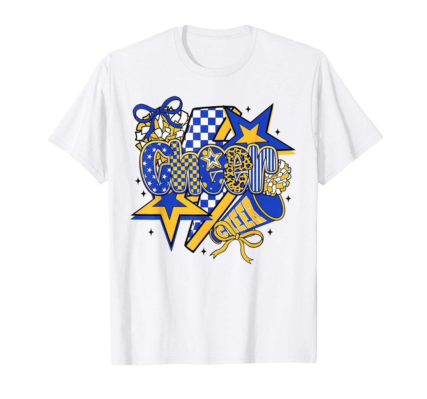 Preppy Cheer Game Day Cheer Mom Cheerleader Cheer Blue Gold T-Shirt