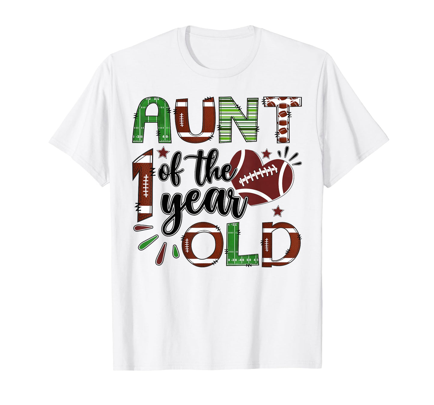 Aunt of The 1 Year Old Football 1st Birthday Boy Matching T-Shirt