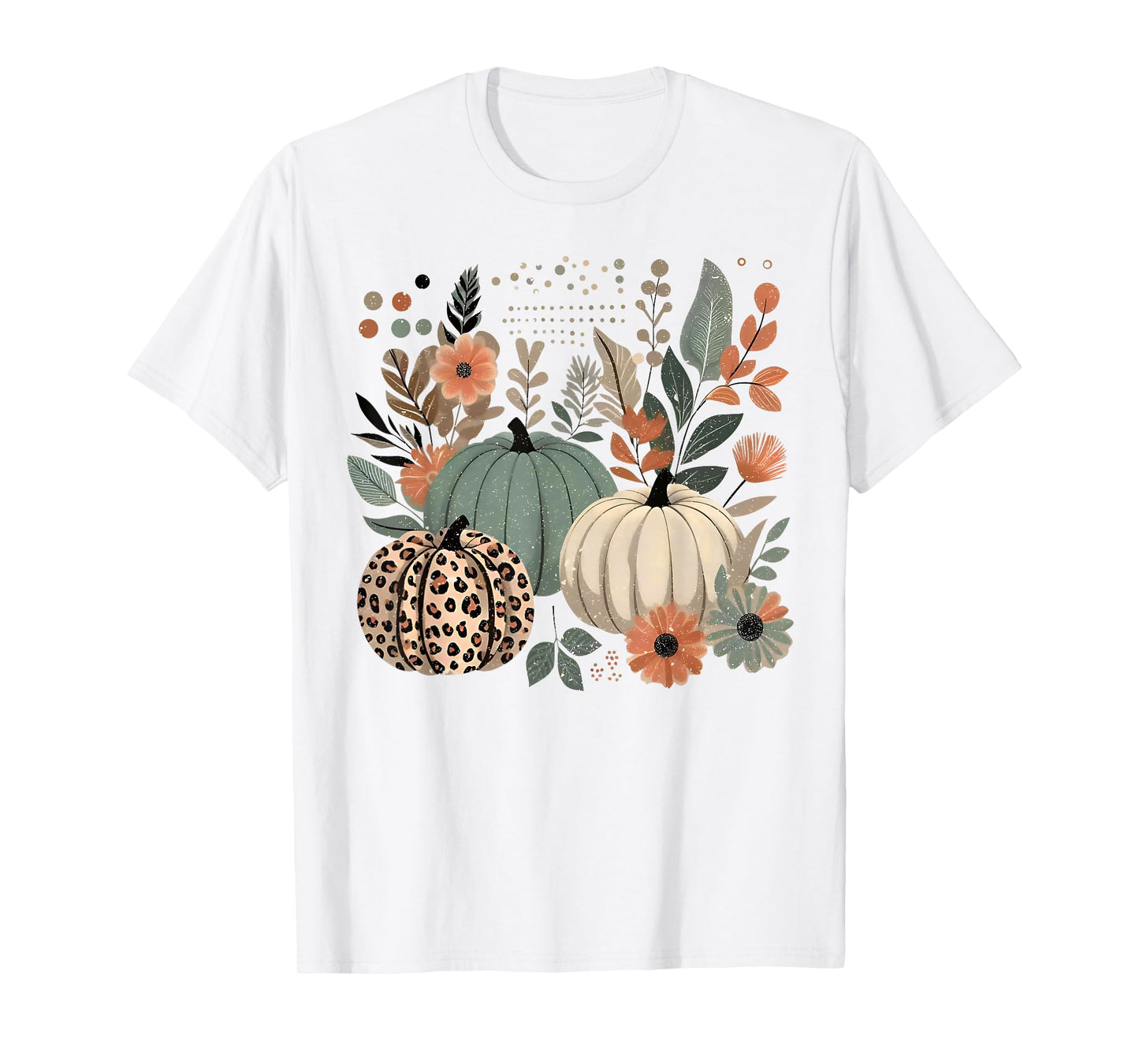 Pumpkin Season Wildflower Thanksgiving Autumn Fall Leaves T-Shirt