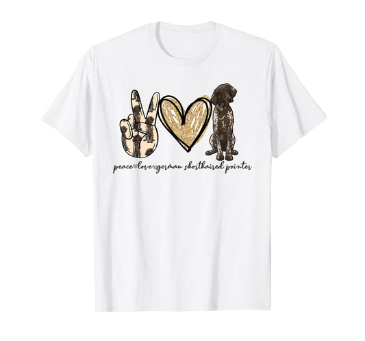 Peace Love GSP German Shorthaired Pointer Dog Lover T-Shirt