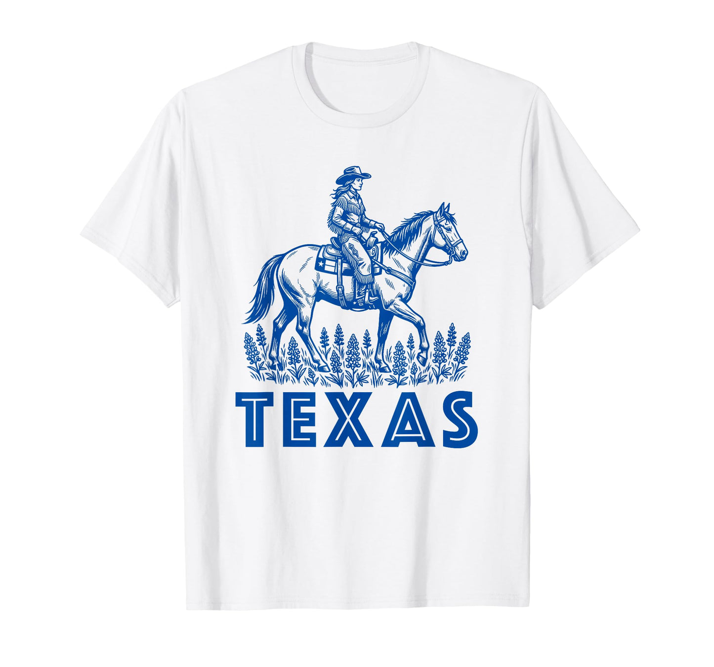 Texas Cowgirl Tee Wildflowers Bluebonnet Art Horses Women T-Shirt