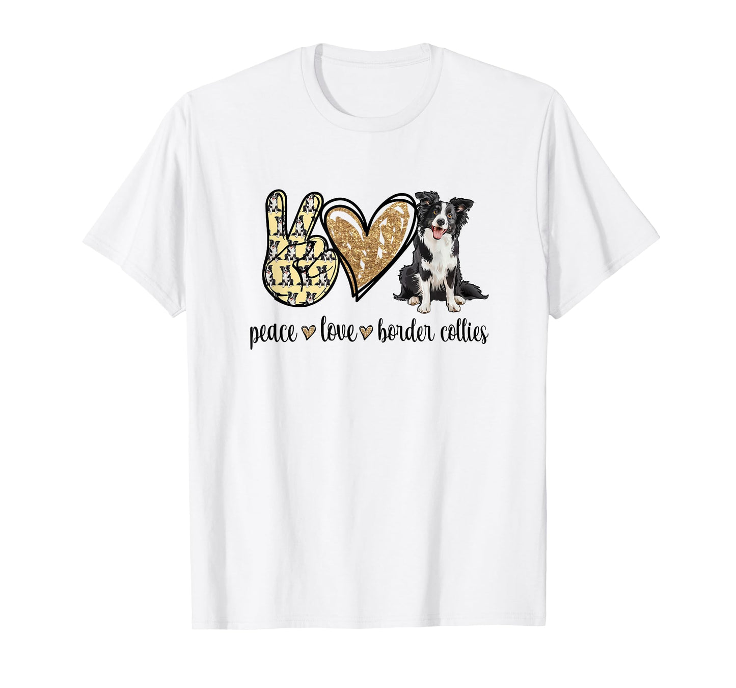 Womens Girls Kids Dog Mom Peace Love Border Collie Lover T-Shirt