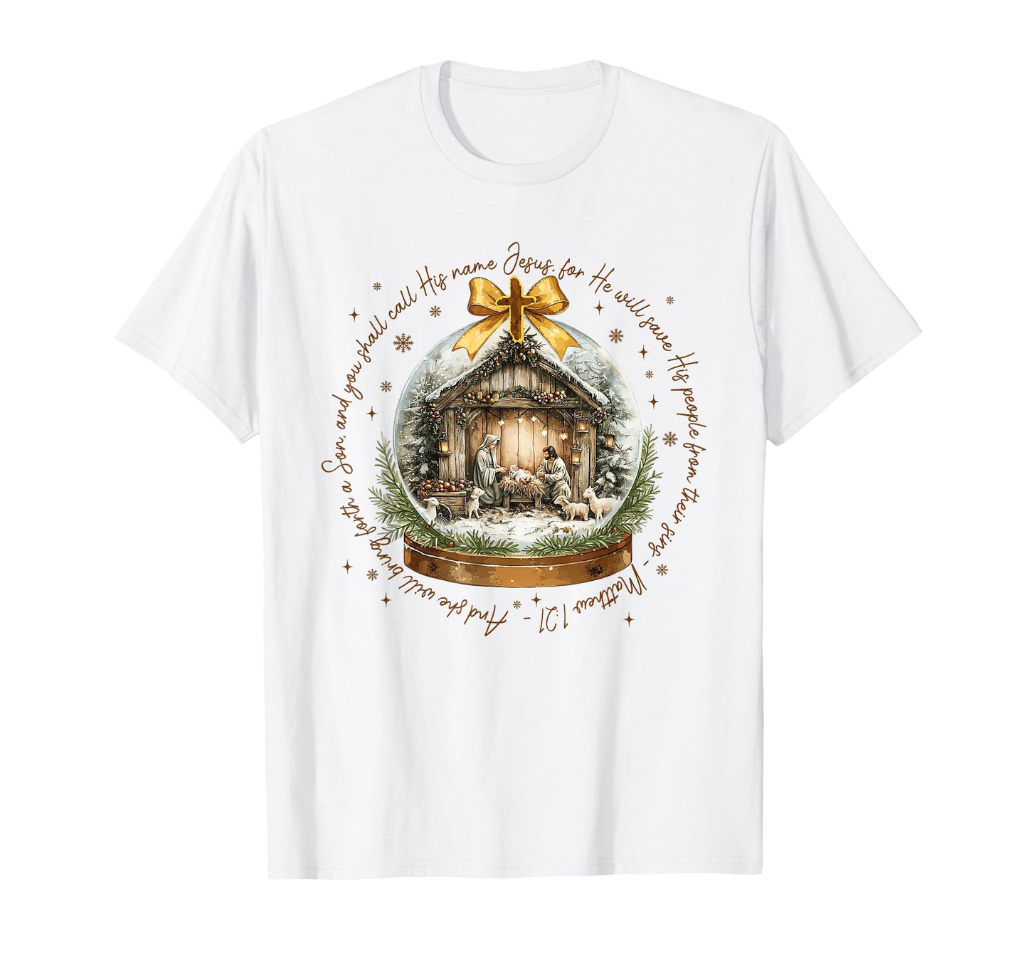 Christmas Nativity Scene Baby Jesus Christian Scripture Xmas T-Shirt