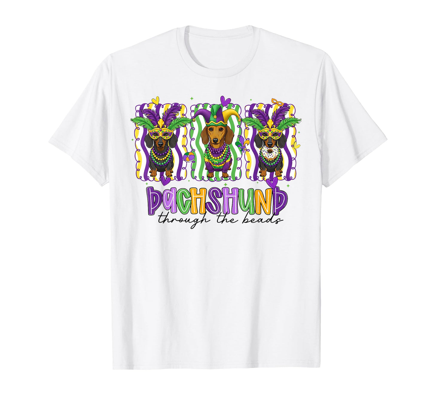 Mardi Gras Dachshund Dog Festival Lover Men Women Kids T-Shirt