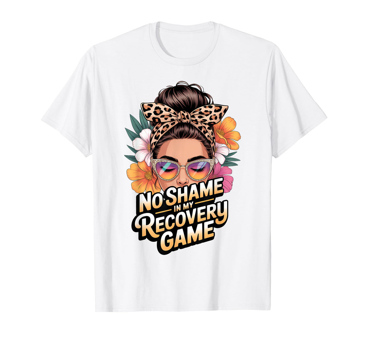 No Shame in My Recovery Game Floral Sober AA/NA Anniversary T-Shirt