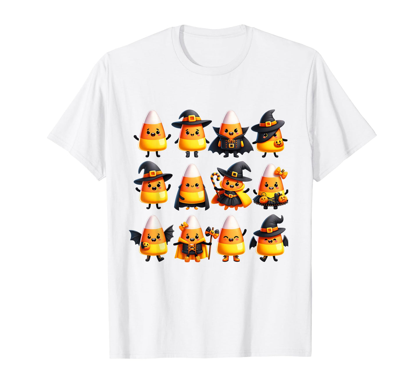 Adorable Halloween Candy Corn Characters in Costumes T-Shirt