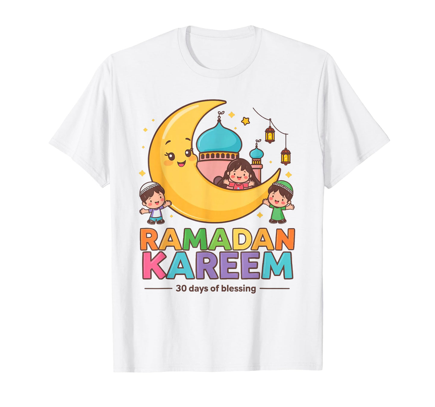 Ramadan Kareem Kids Cute Crescent Moon Muslim Children T-Shirt
