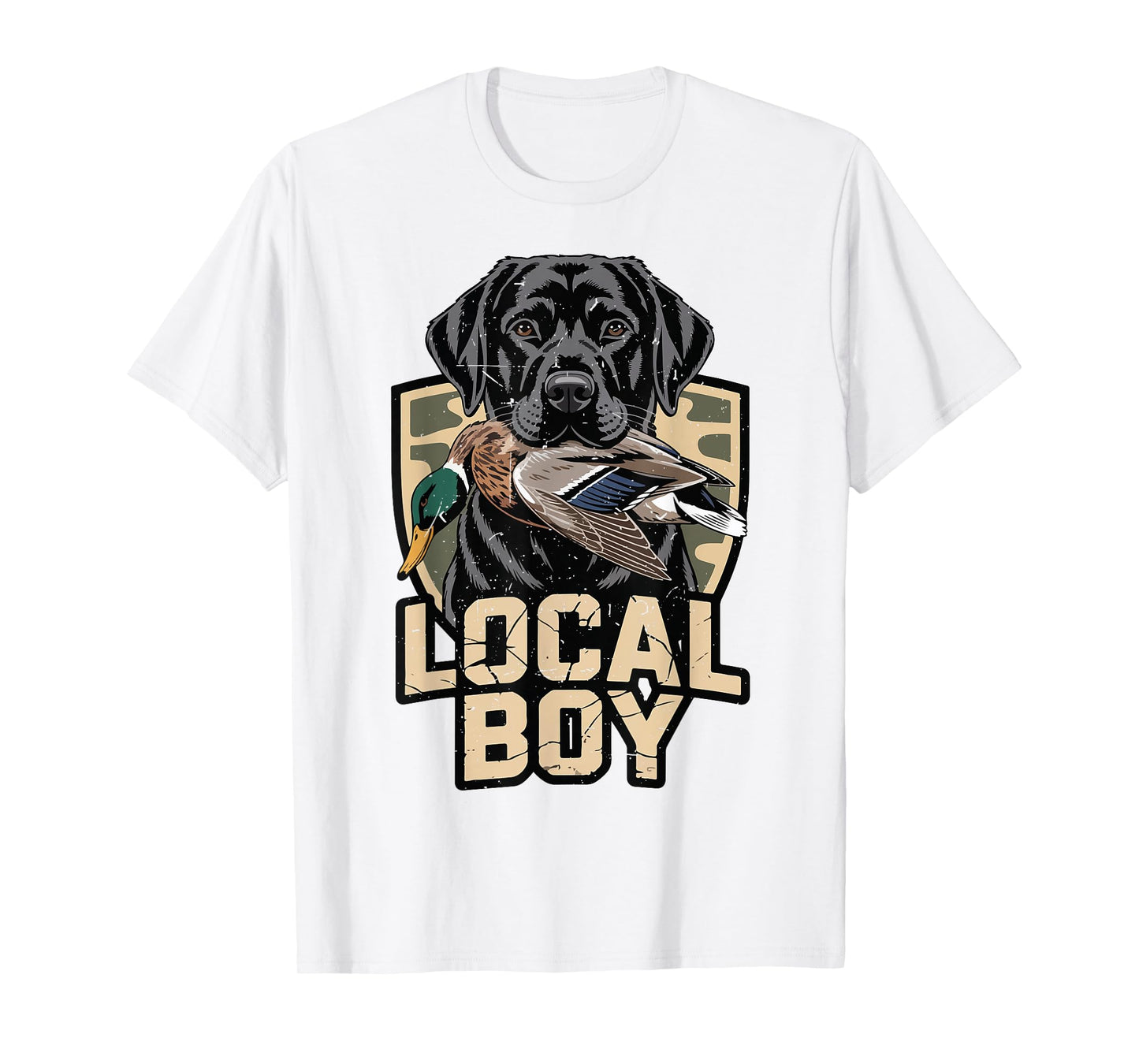 Local Boy Camo Duck Hunting Black Lab Dog Youth Boy Toddler T-Shirt