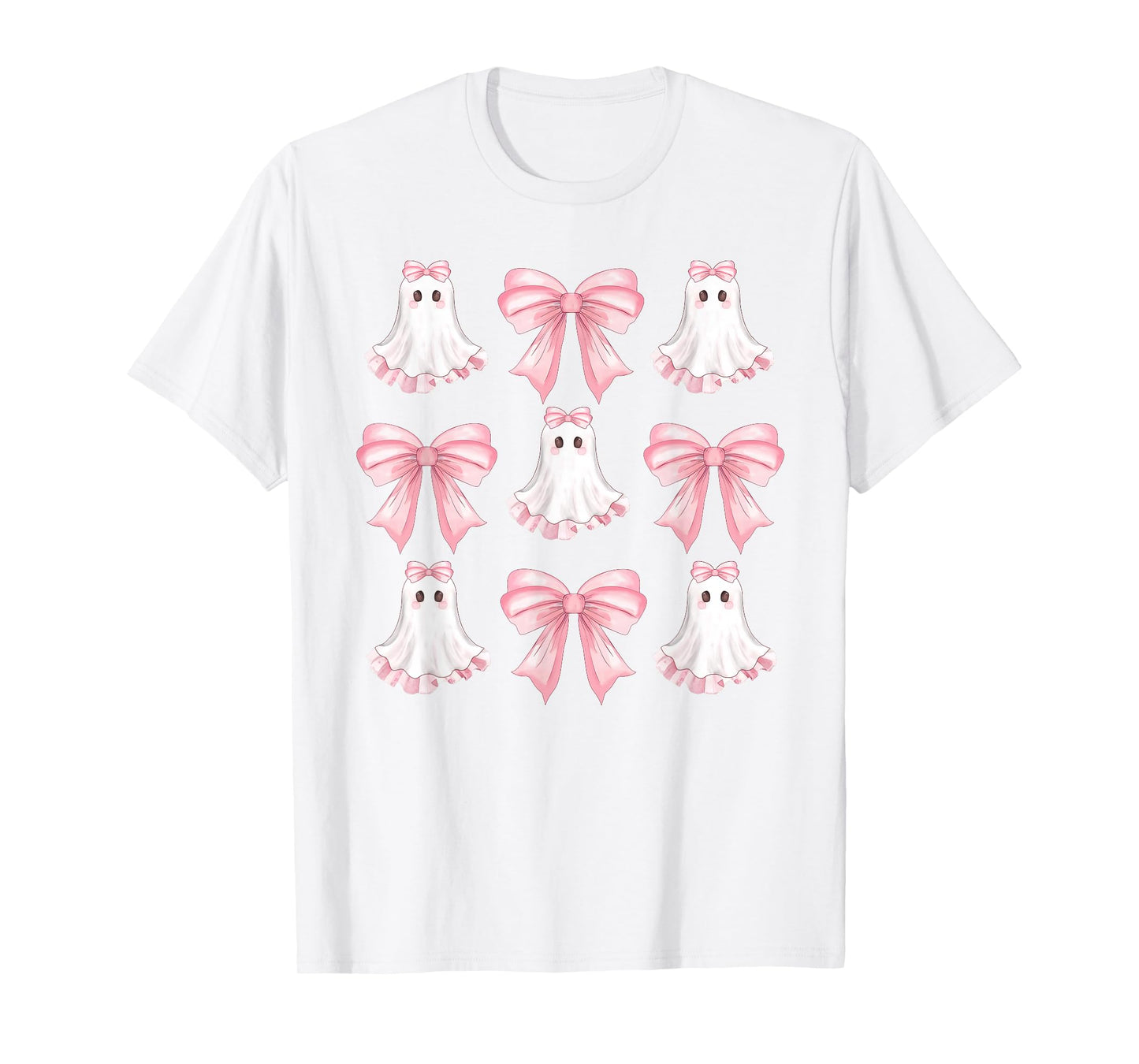 Pink Coquette Bow Ghost Halloween Girls Teens Kids Women T-Shirt