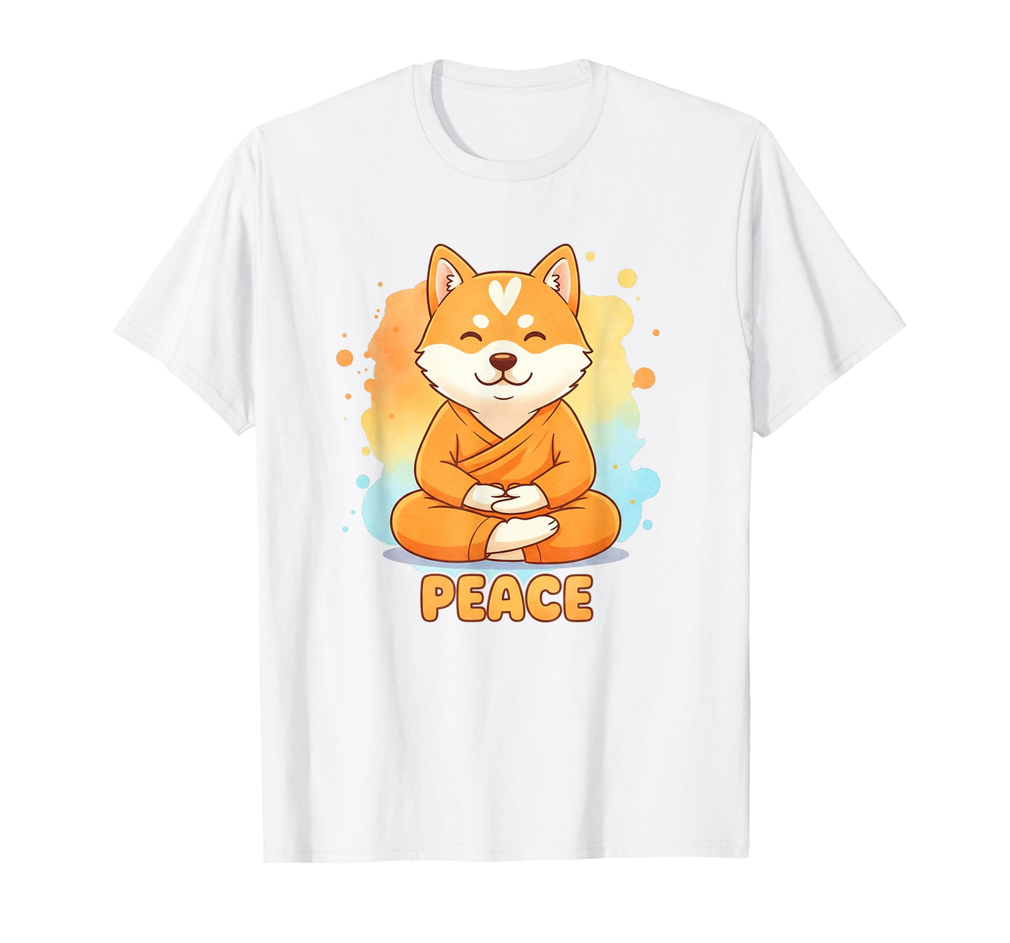Peace Dog Walking Monks Minimalist Zen Art T-Shirt